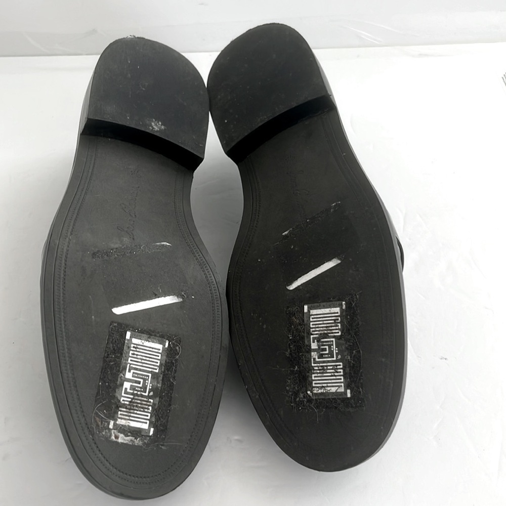 SAM EDELMAN Christy Black Loafers Gold Accent Chunky Block Heel Shoes Size 9.5 - Picture 8 of 8
